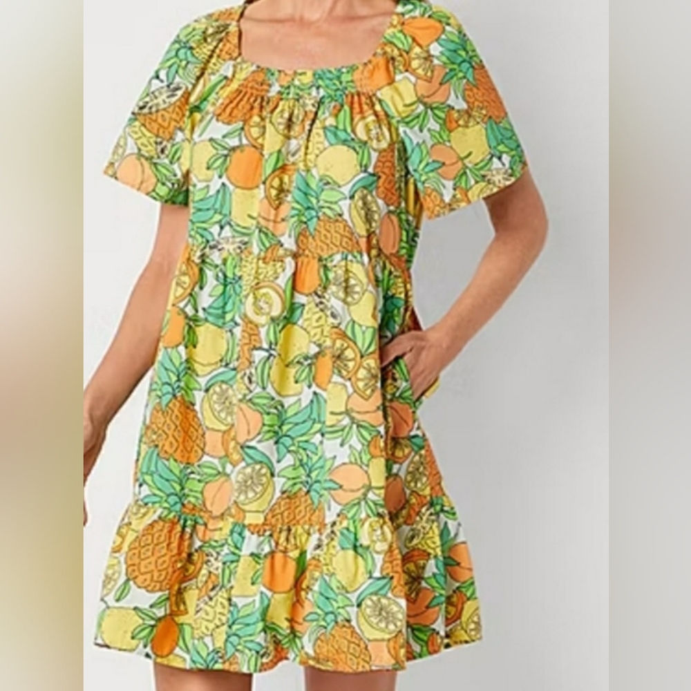 Peyton & Parker Citrus Print Cotton Dress Size Large